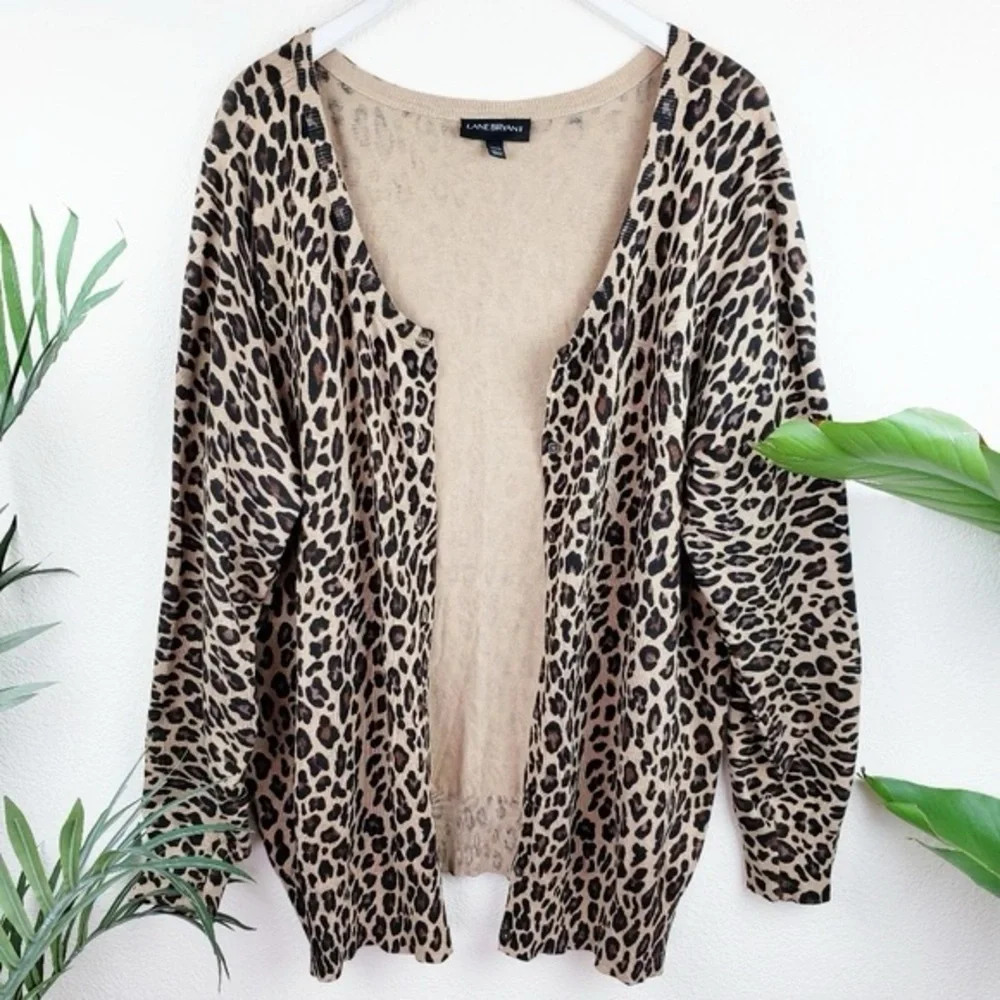 🐆 Lane Bryant, Leopard Print Knit Cardigan